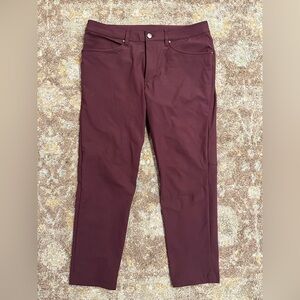 Men’s Lulu Lemon ABC Maroon Dress Pants 33x30 Slim Fit